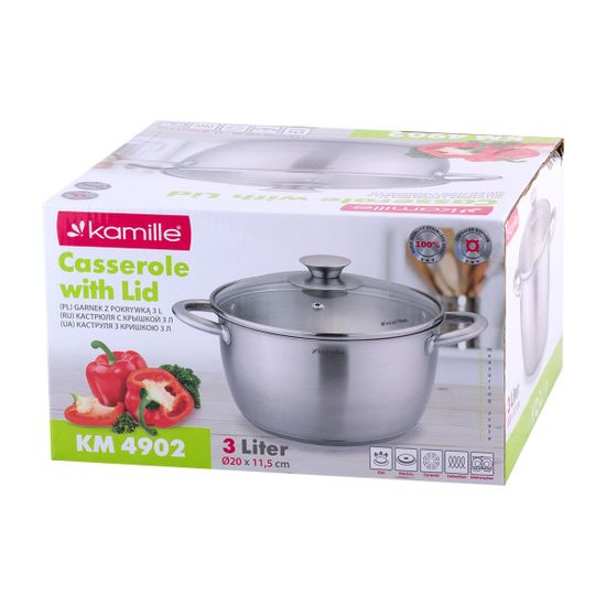 Кастрюля 3 л. из нержавеющей стали Kamille KM-4902