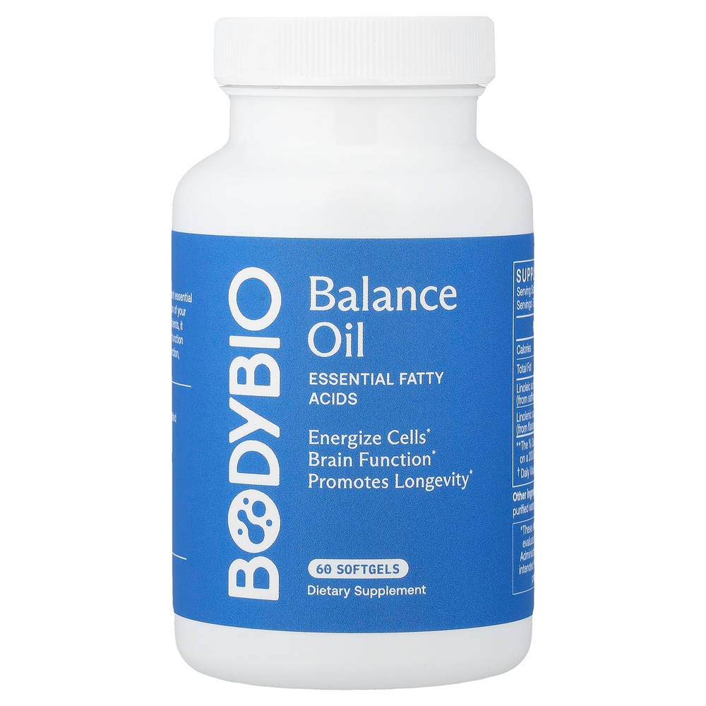 BodyBio, Balance Oil, незаменимые жирные кислоты, 60 капсул