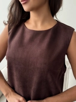 Платье сарафан офисное замшевое А силуэт стильный