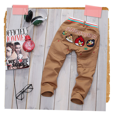 Брюки детские однотонные с вышивкой ANGRY BIRD