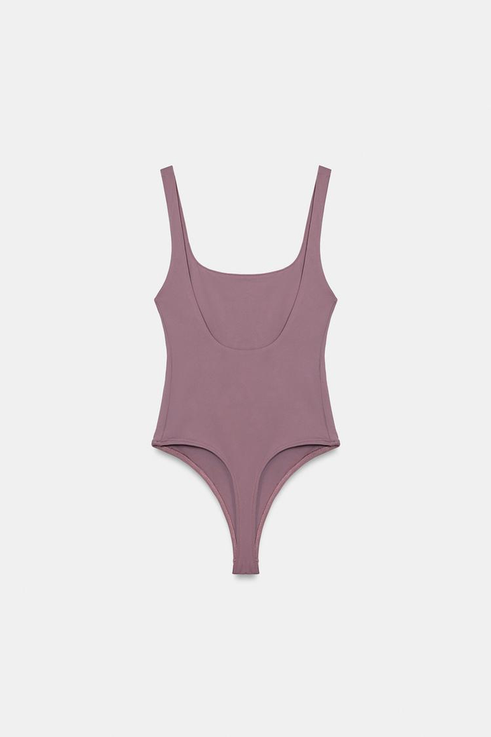 ZARA ЭЛАСТИЧНОЕ БОДИ С КВАДРАТНЫМ ВЫРЕЗОМ, РОЗОВЫЙ/ЛИЛОВЫЙ