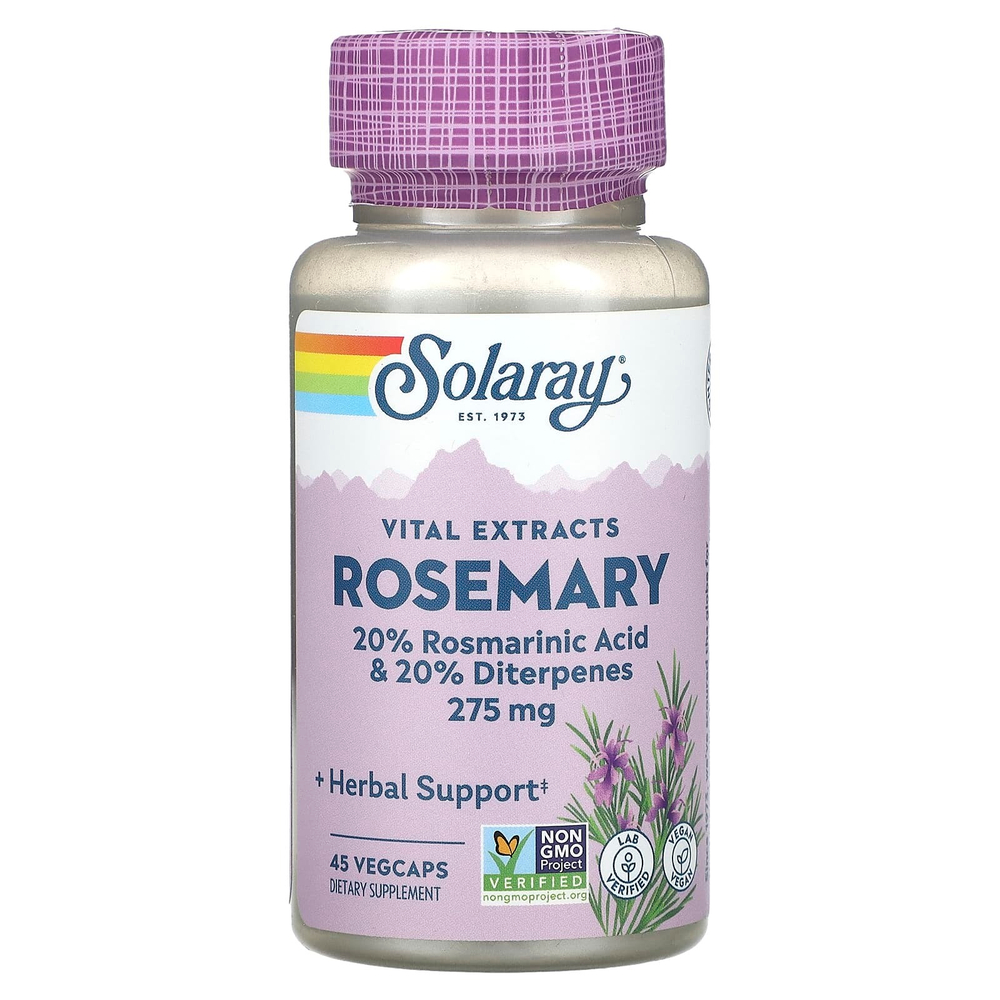 Solaray, Vital Extracts, розмарин, 45 капсул на растительной основе