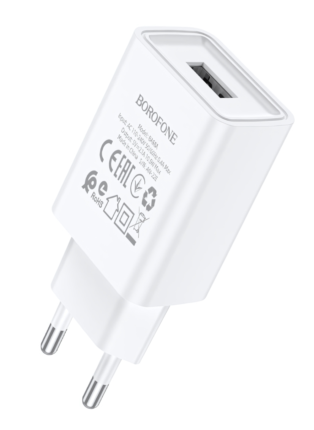 Зарядное устройство Borofone BA68A 2.1A USB + кабель Lightning White