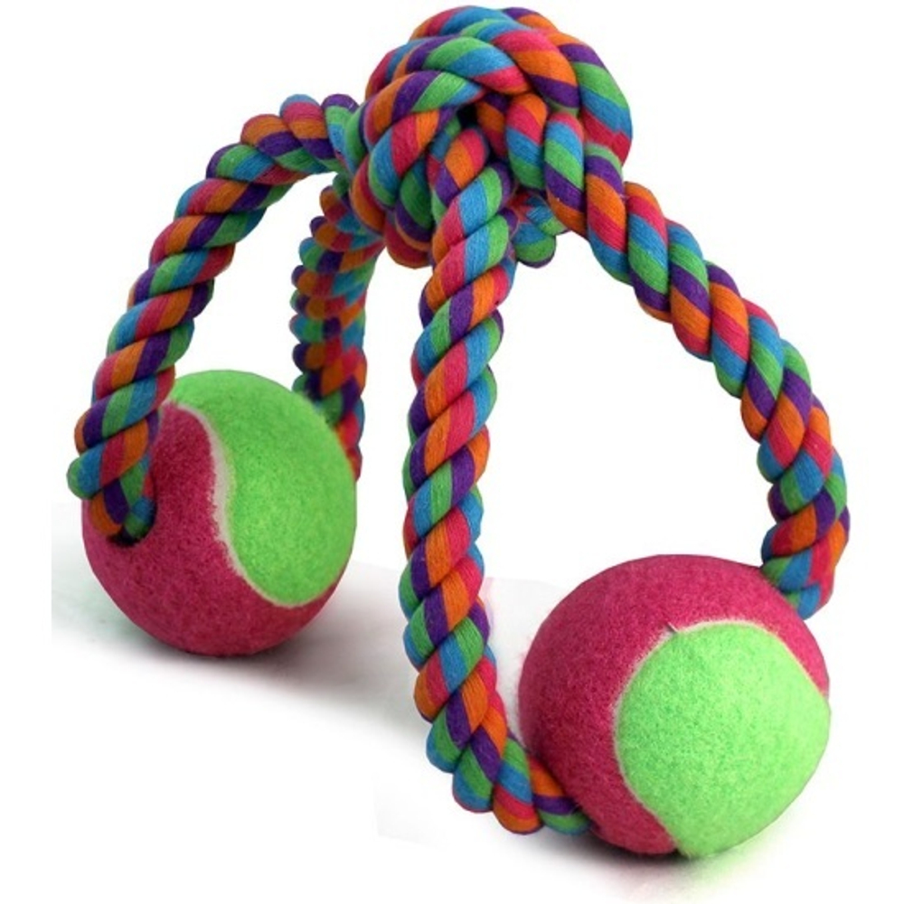 Игрушка для собак Веревка восьмерка,узел и 2 мяча 65/320мм