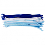 Набор для творчества Alingar, Проволока пушистая-30 см 80 шт, Помпоны-90 шт, Глазки-90 шт, "Белый, голубой, синий", пакет с европодвесом