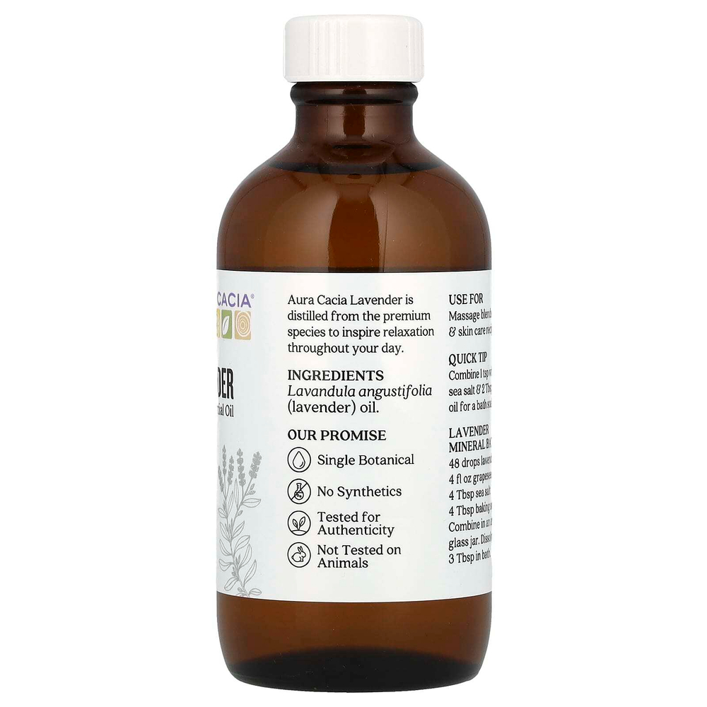 Aura Cacia, чистое эфирное масло, лаванда, 118 мл (4 жидк. унции)