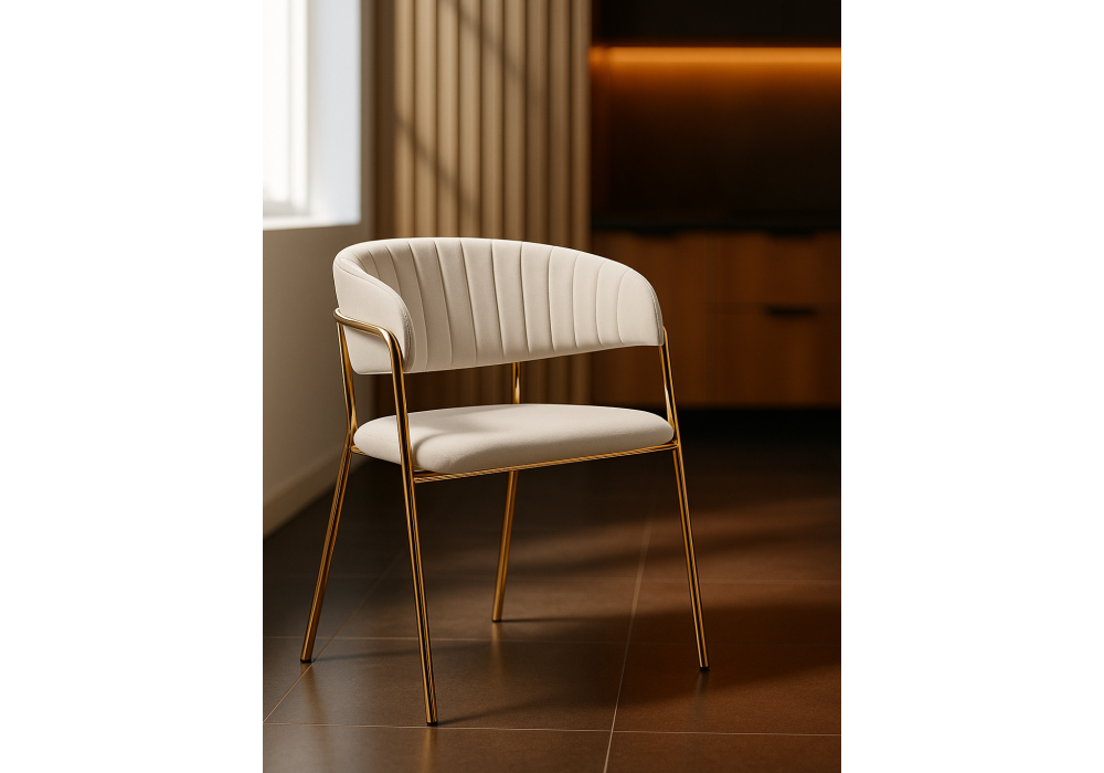 Стул на металлокаркасе Woodville Kamelia бежевый, золотой