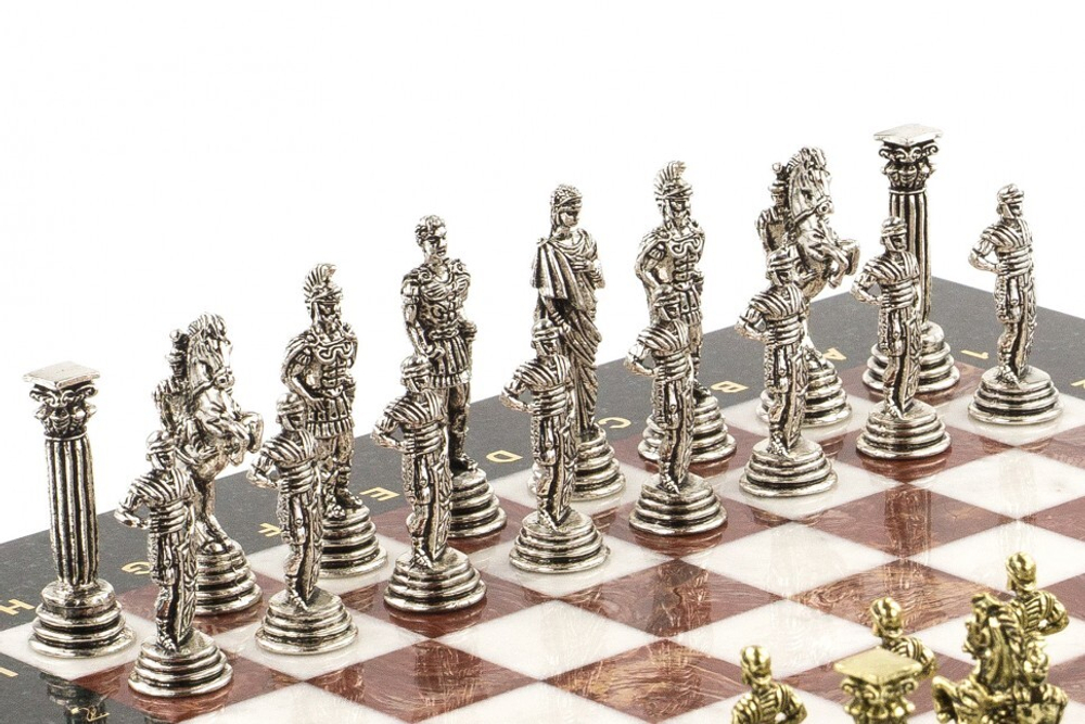 Шахматы настольные "Римские легионеры" 32х32 см лемезит мрамор  G 120794