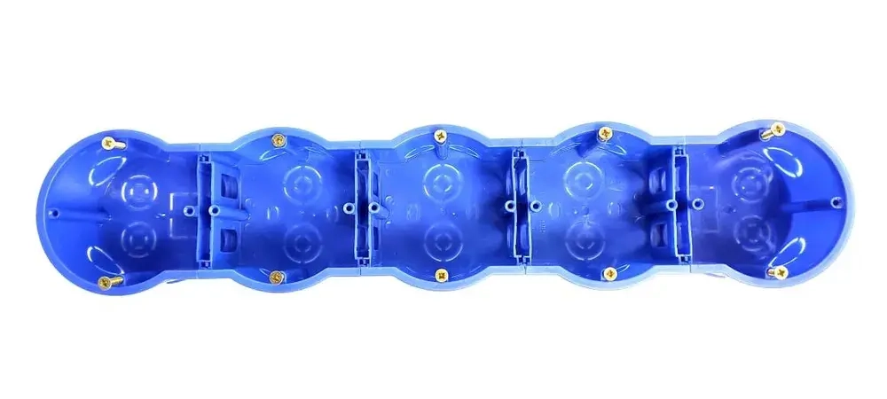 Установочная коробка Электро 5-х местная для твердых стен (кирпич, бетон) 360х75х45 синяя 1 шт