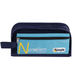 Пенал - косметичка Alingar, ткань, молния, боковой карман, липучка, петля, 195 х 80 х 45 мм, "N problem", синий/бирюзовый, европодвес