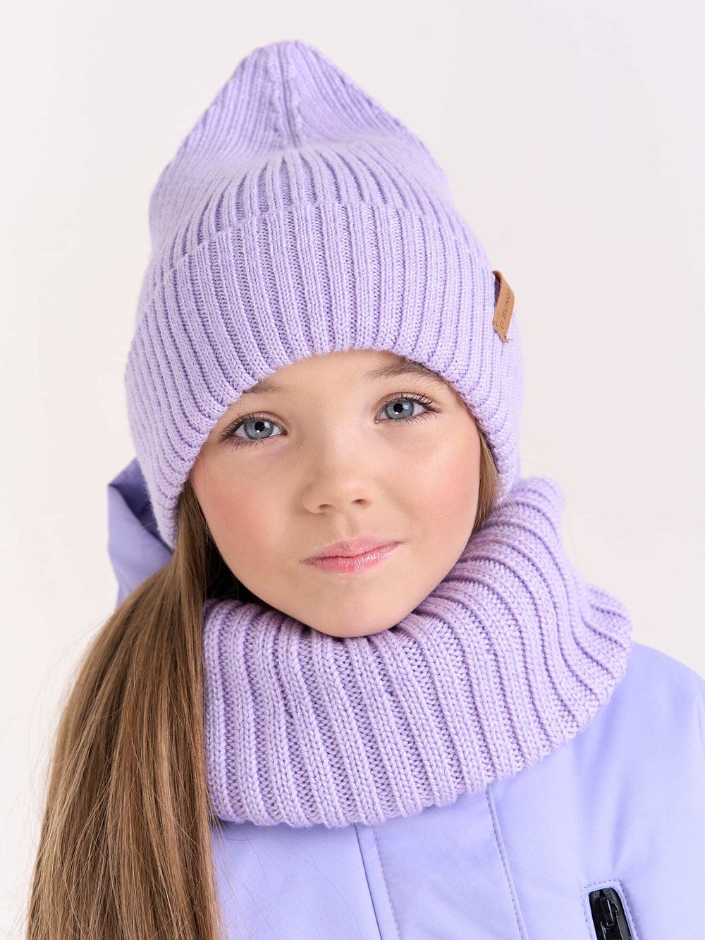 Шапка свечка из смесовой шерсти однослойная "Лаванда"