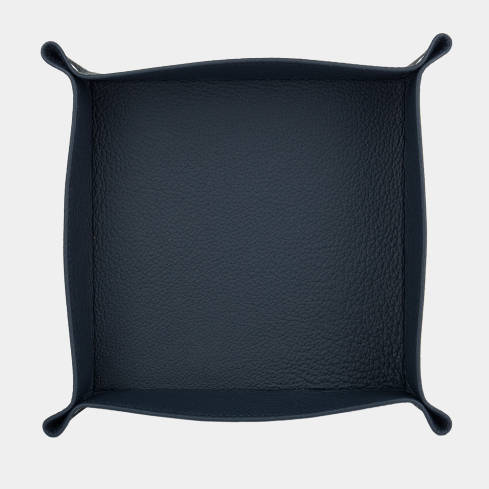 Лоток для мелочей из натуральной кожи теленка, синего цвета