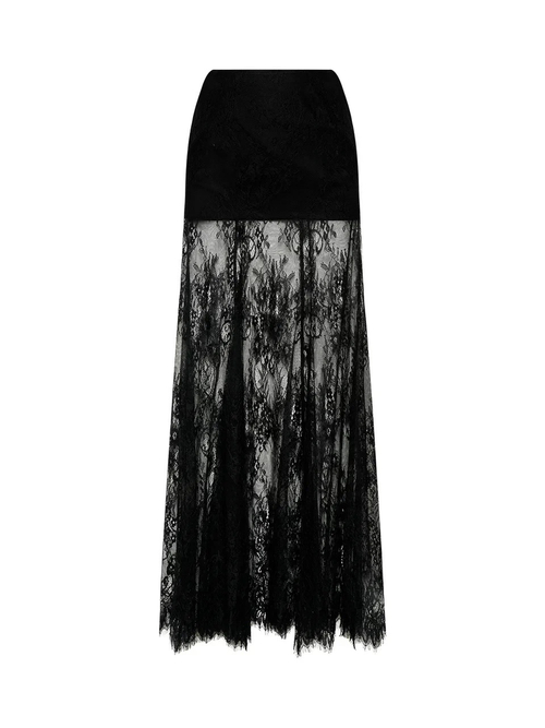 Юбка из гипюра макси черная