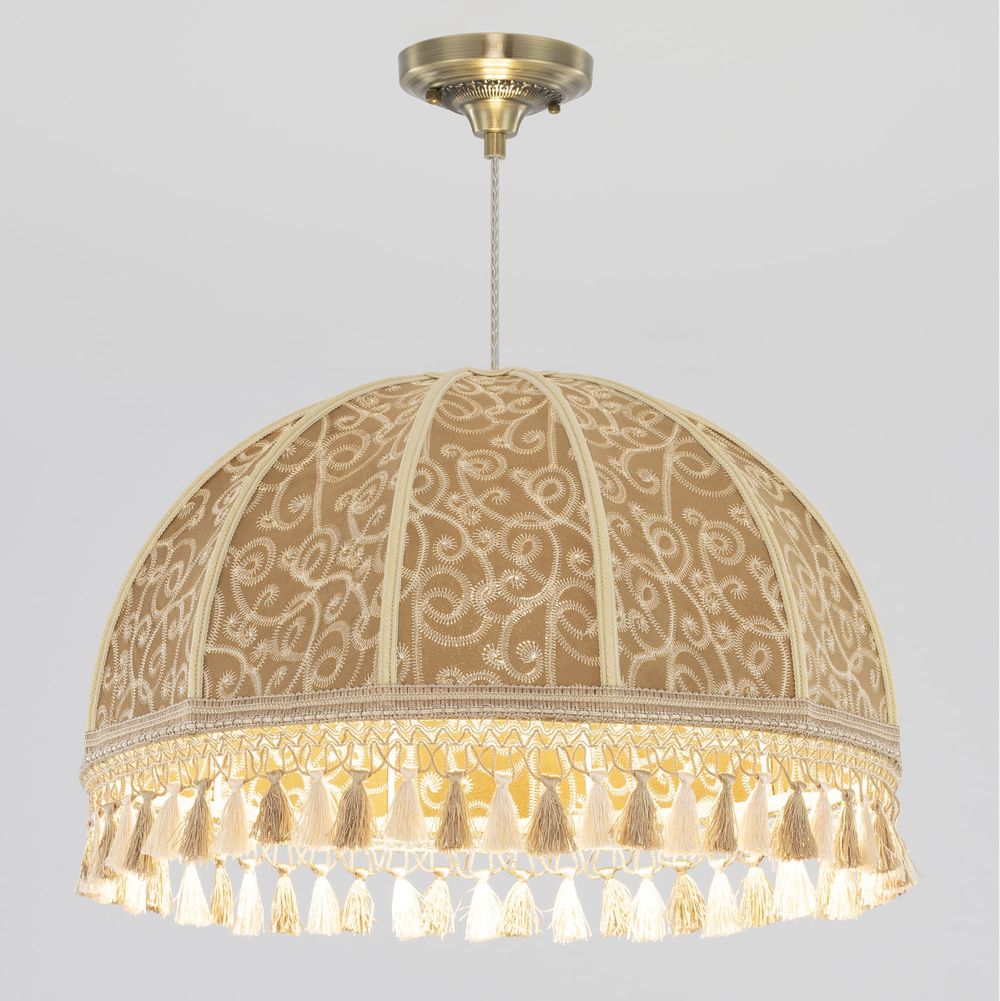 Citilux Базель CL407035 Подвесной светильник бронза с абажуром Вышивка