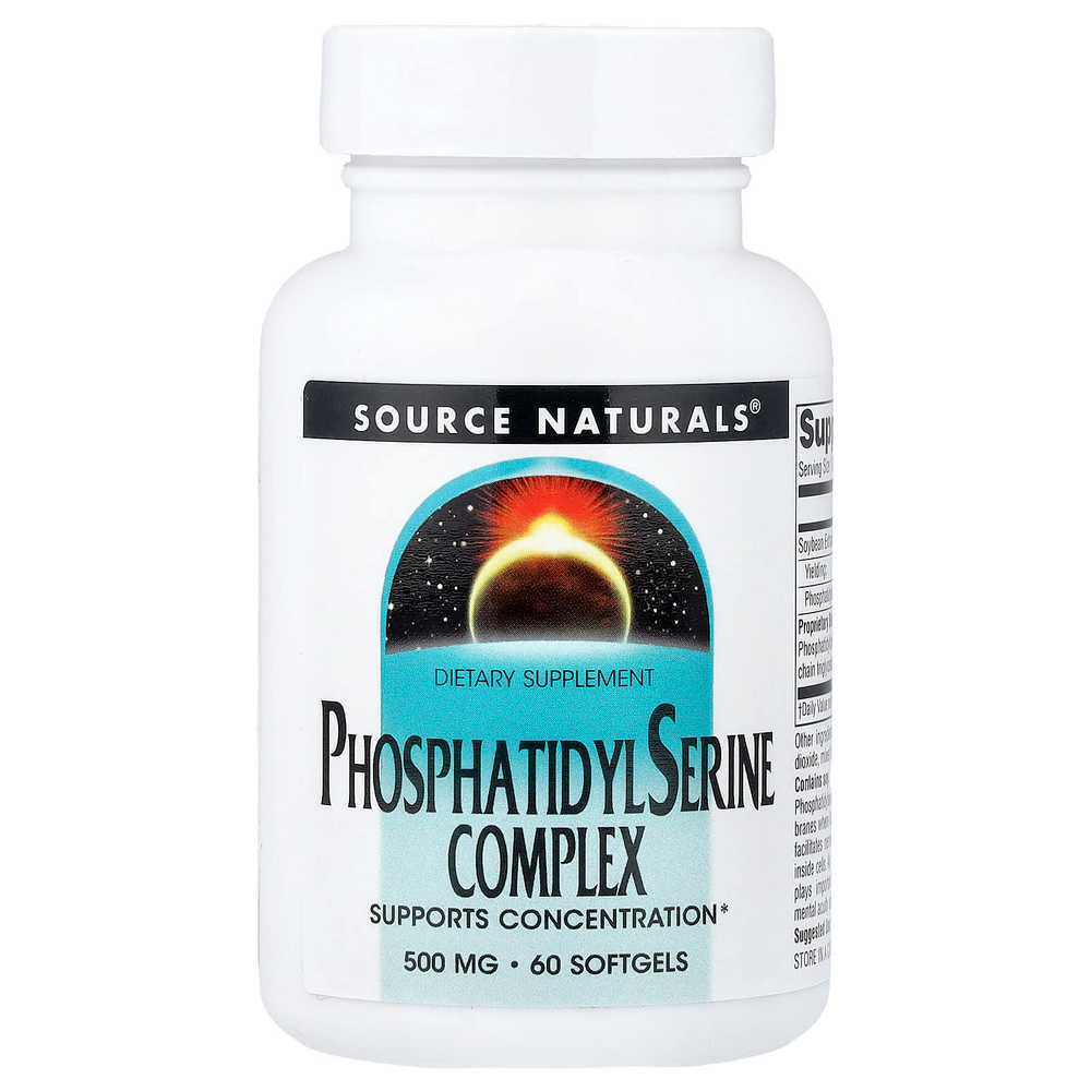 Source Naturals, комплекс с фосфатидилсерином, 500 мг, 60 капсул