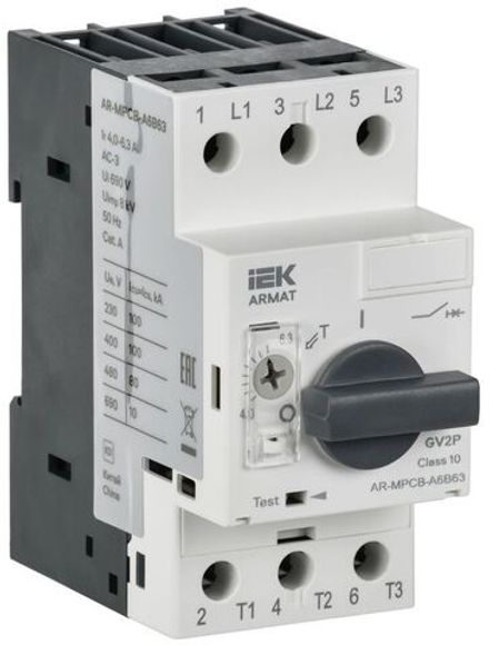 Выключатель автоматический защиты двигателя ARMAT A6 GV3P 4-6.3А IEK AR-MPCB-A6B63