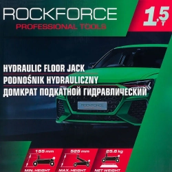 Домкрат подкатной гидравлический 1,5т (h min 155мм, h max 525мм) RockForce RF-T830008