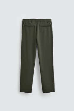 ZARA БРЮКИ-ДЖОГГЕРЫ КОМФОРТНОЙ ПОСАДКИ, ТЕМНО-ЗЕЛЕНЫЙ