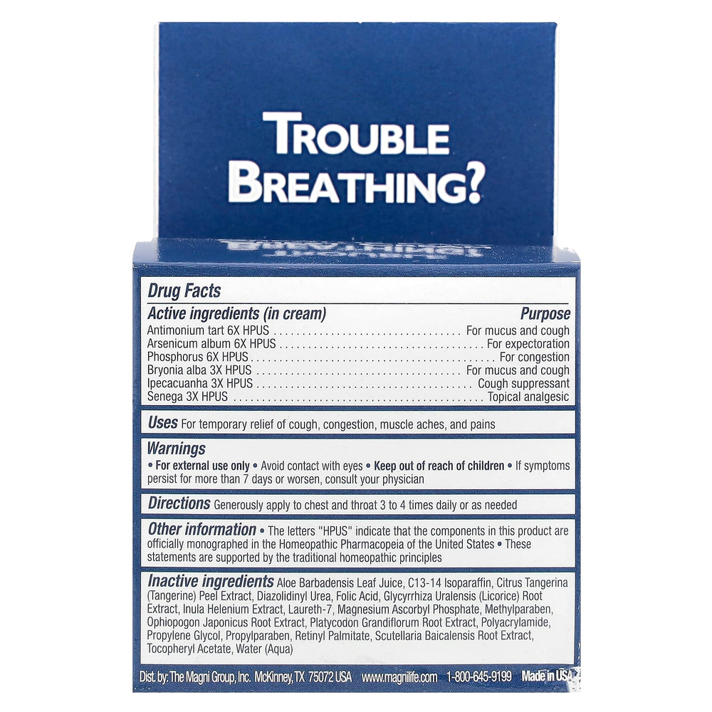 MagniLife, Breathe Easy, крем для груди, без запаха, 113 г (4 унции)