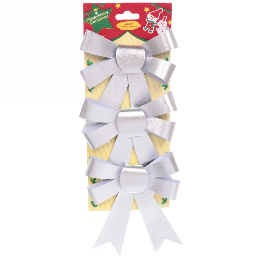Бант на ёлку «Сказочные блики» (набор 3 шт), Серебро