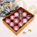 Новогодние шары «Зимняя нежность» 8 см (набор 12 шт), Розовое золото