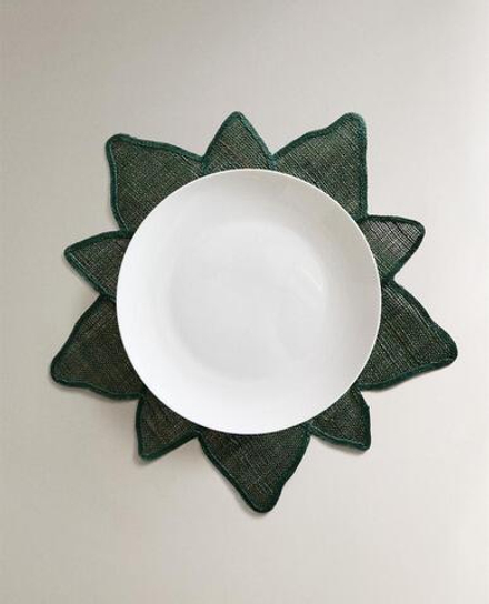 ZARA HOME НОВОГОДНЯЯ САЛФЕТКА ИЗ РАМИ «ПУАНСЕТТИЯ», ЗЕЛЕНЫЙ