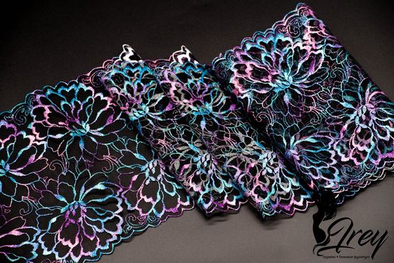 05-11 Вышивка на неэл. сетке 18 см, черный/мультиколор