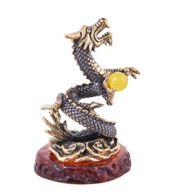 Народные промыслы AM-3851 Фигурка «Дракон Мушу» (латунь, янтарь)