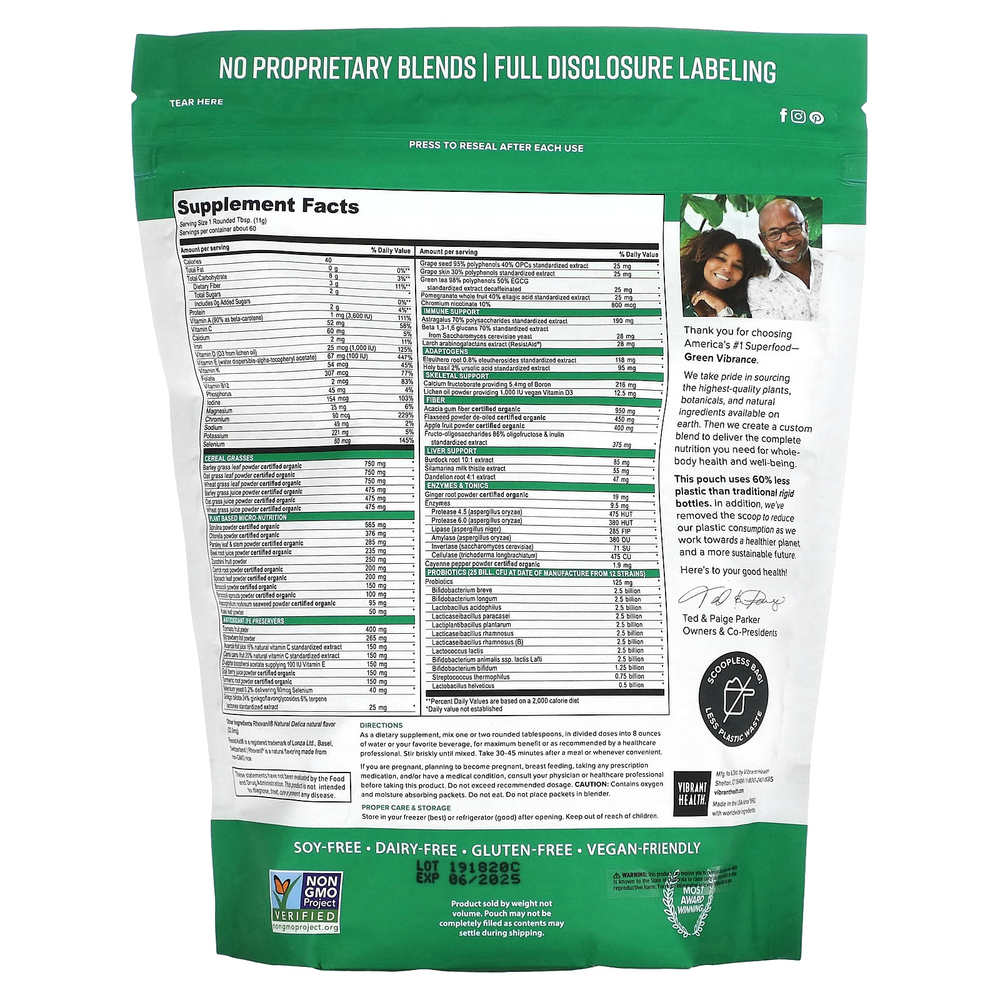 Vibrant Health, Green Vibrance, версия 21.0, 660 г (23,28 унции)