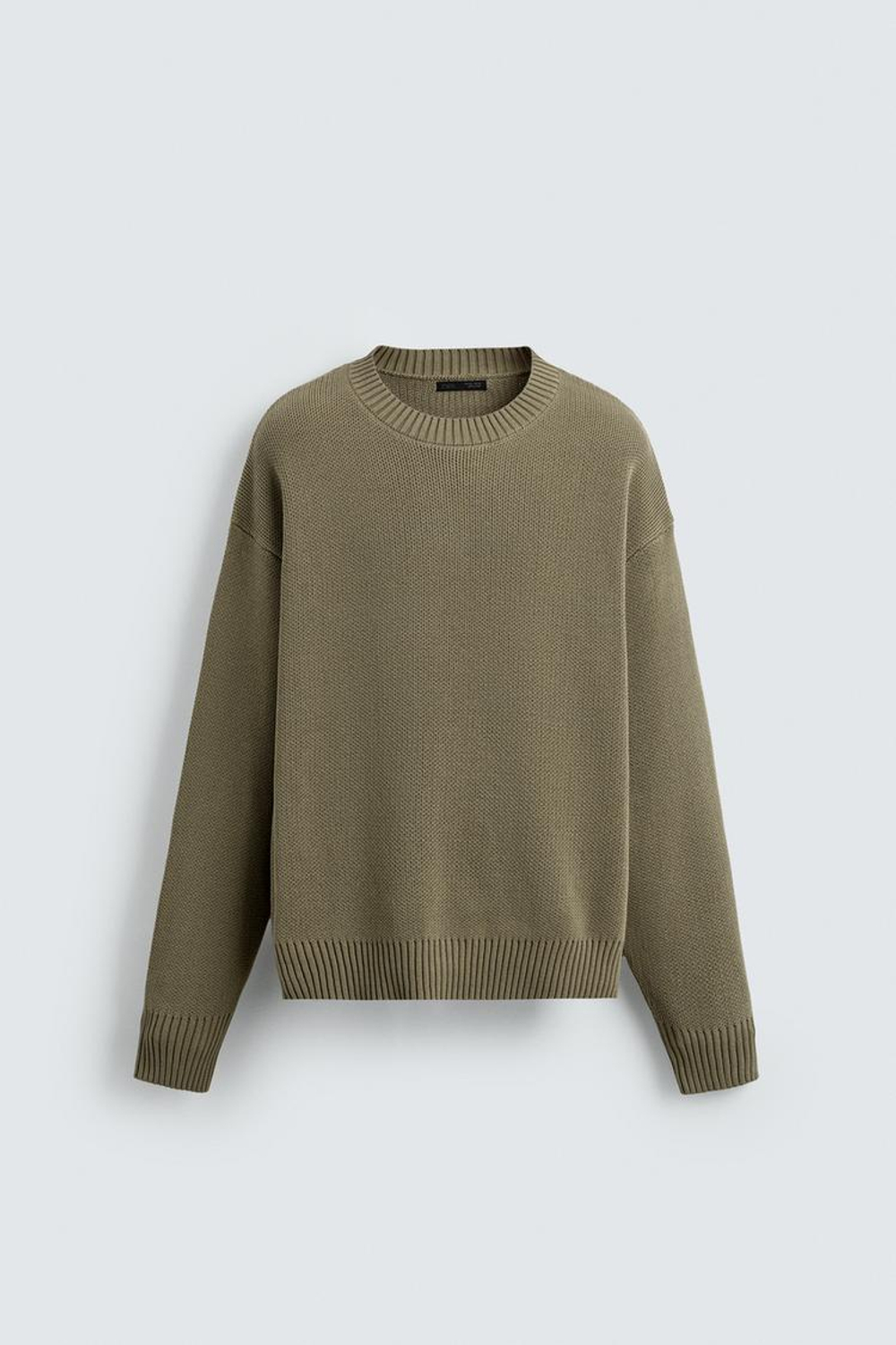 ZARA СВИТЕР ИЗ ХЛОПКА С РЕЛЬЕФНОЙ ТКАНЬЮ, СВЕТЛО-ЗЕЛЕНЫЙ