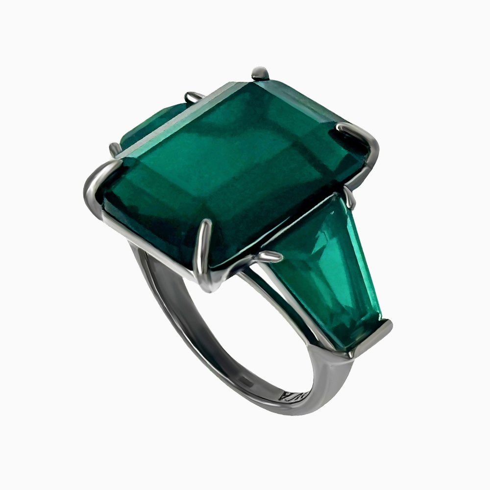 Кольцо из серебра с зелёным цирконом