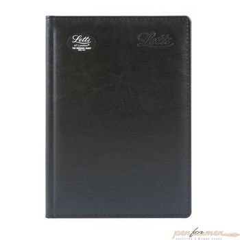 Ежедневник Letts Global Deluxe A5 недатированный кожа белые страницы золотой срез черный (412 127010)