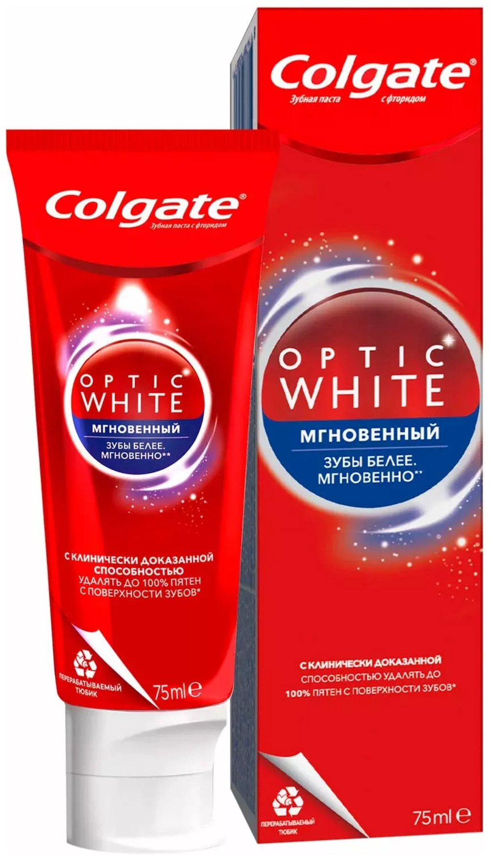 Зубная паста Colgate Optic White Мгновенный отбеливающая, 75 мл