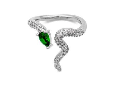 Кольцо "Змейка" 18мм, со стразами и кристаллом, разъемное (уценка)