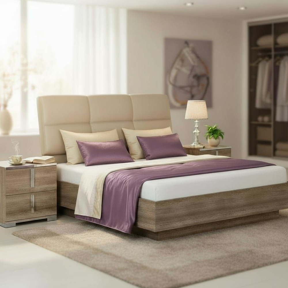 КАНАЛЕТТО Кровать 1600 с мягким изголовьем без ножной спинки (Цвет ДУБ каньон)