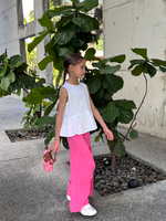 Костюм из льна: топ с баской и брюки палаццо «Фламинго»