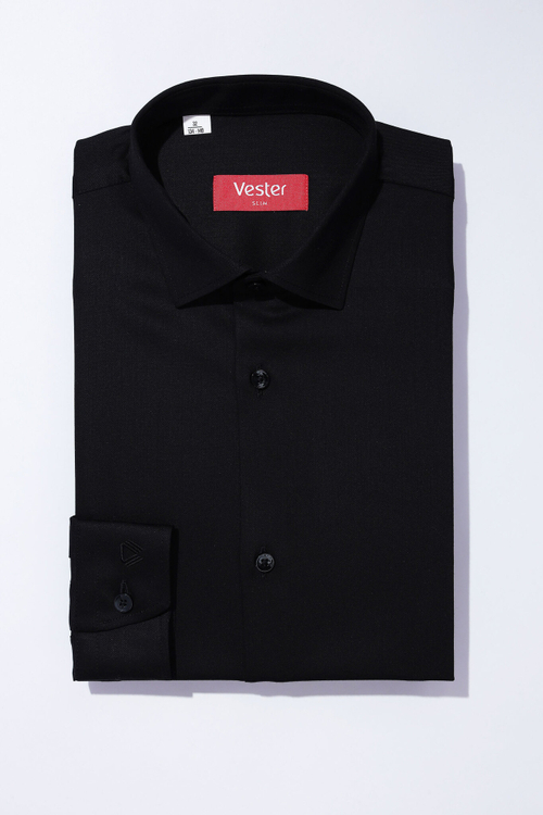 Сорочка подростковая VESTER длинный рукав, цвет черный, бамбук/пэ/эл