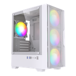 Корпус BaseTech eXtreme GFX-06, Без БП, mATX, белый, 4xFRGB FAN, 2xUSB2, 1xUSB3, бок: закалённое стекло (BT-GFX-06W-MESH-4F-RGB)