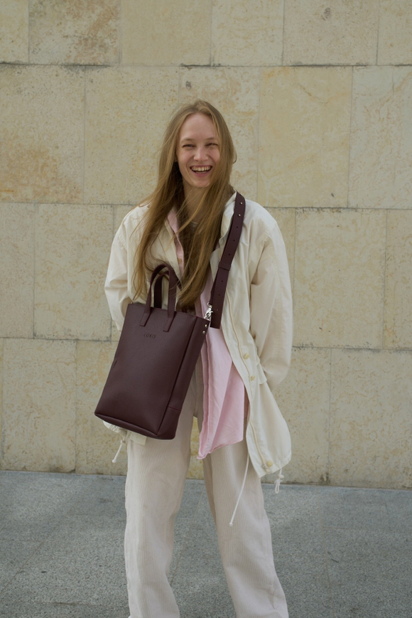 сумка мини-шоппер бордовый на молнии эко