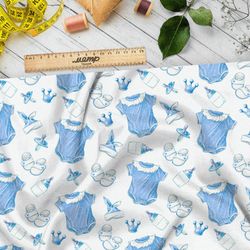 Ткань муслин голубая детская одежда