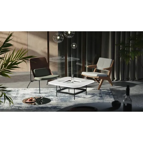 Журнальный столик Space S, 80х80 см, белый/темный камень