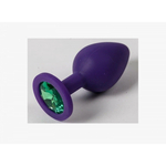Анальная пробка из фиолетового силикона с бирюзовым кристаллом (размер S)