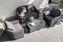 "Кон Панна" диван из искусственного ротанга двухместный, цвет графит