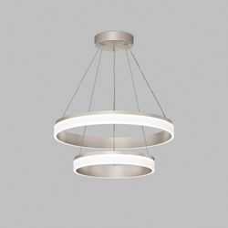 Подвесной светильник RING, ?600+400 мм, LED, 63Вт, 4000К, алюминий+акрил, сатин. никель