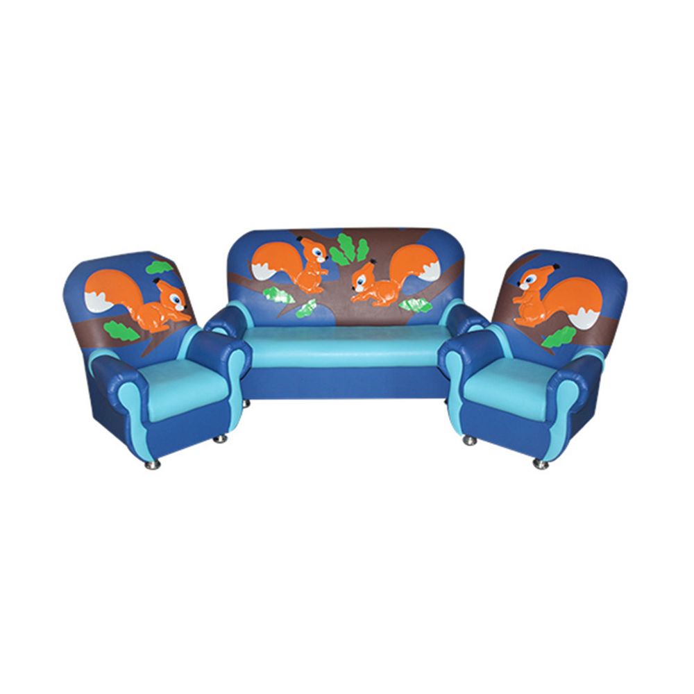 Комплект мягкой игровой мебели «Сказка люкс» Белочки сине-голубой