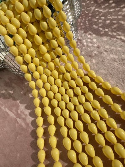 Нить бусин для украшений Капля 9,5х13,5мм, "Майорка-Сливочная" (имитация)