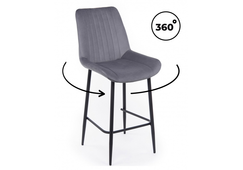 Барный стул Woodville Седа 360 темно-серый (zd 995), черный np, ножки черные