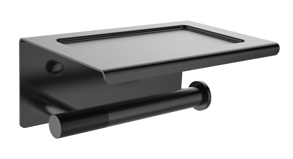 5510-C Держатель для туалетной бумаги с полкой (ЧЕРНЫЙ) ViEiR  (20/1шт)