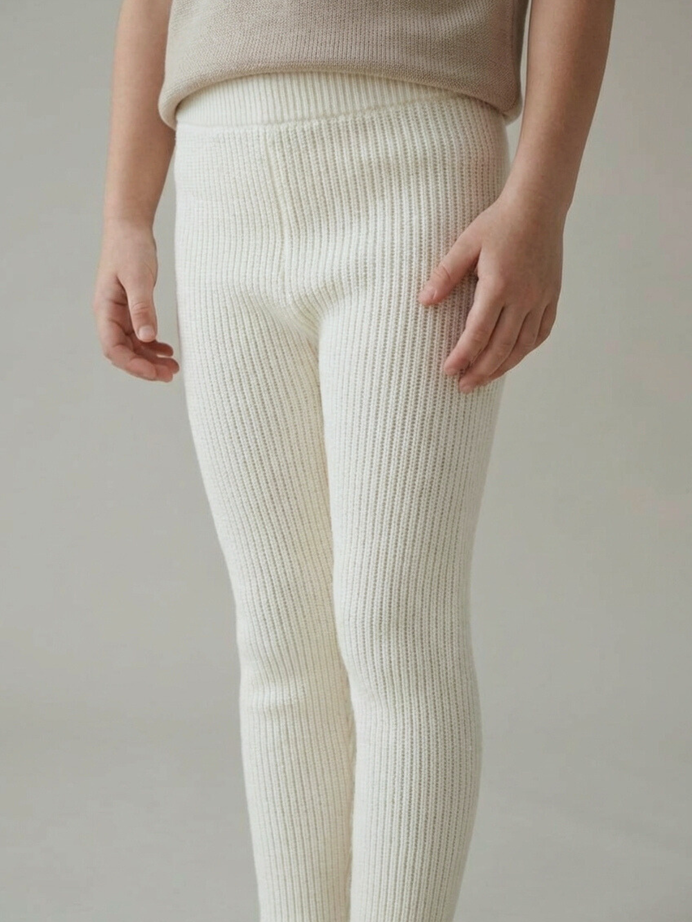 Леггинсы вязаные детские молочный