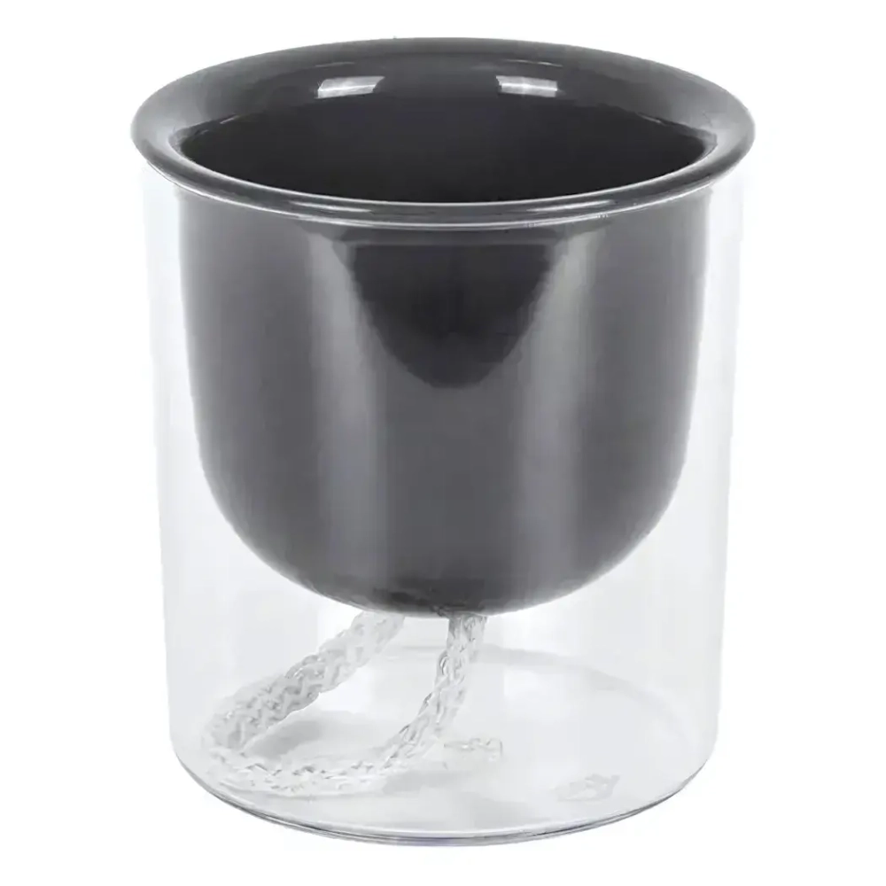 Кашпо ГРЕВИ D95мм H105мм 0,28л с фитильным поливом Графитовый